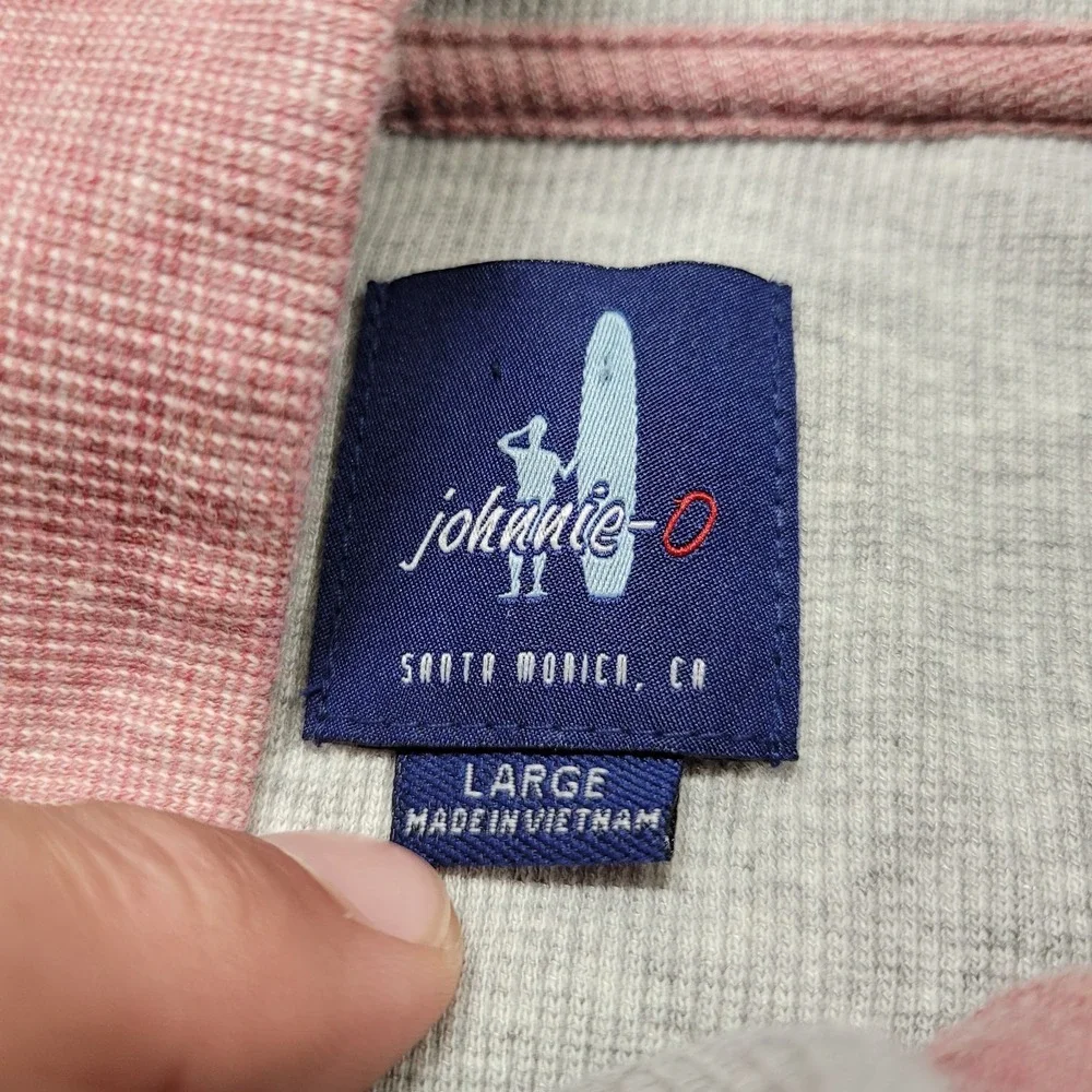 johnnie-O Henley Pullover Mens Large Malibu Red Long Sleeve Mock Neck JMKO2390